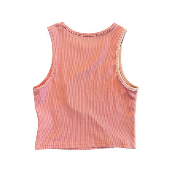 SHEIN Colorblock Ribbed Tank Top Size S Pink Cream Sleeveless Cropped Shirt - Picture 3 of 6